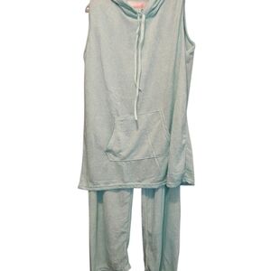 Emme Jordan Green Soft Lounge Set 1X Sleeveless Hoodie Pants NWT Plus PJ ws95